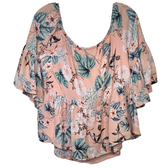 a.n.a A New Approach Pink Flowy Peasant Boho-Style Floral Blouse Lined Size L - Picture 5 of 11